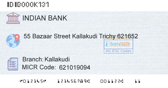 Indian Bank KallakudiBranch 