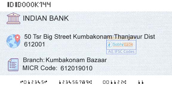 Indian Bank Kumbakonam BazaarBranch 