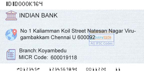 Indian Bank KoyambeduBranch 