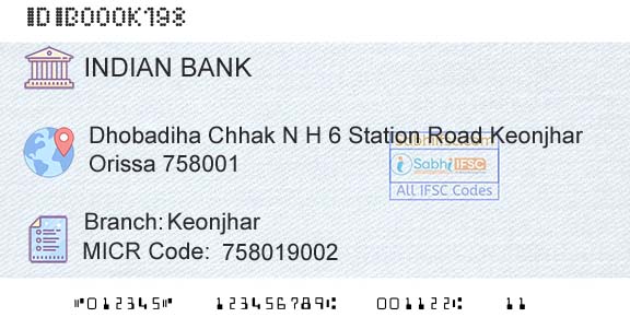 Indian Bank KeonjharBranch 
