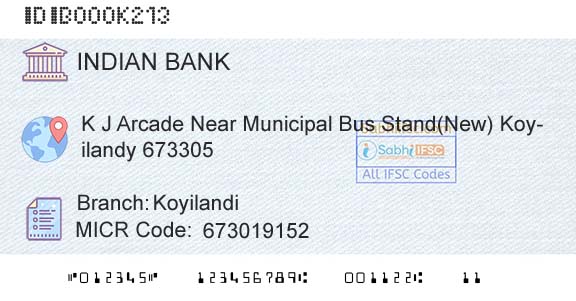 Indian Bank KoyilandiBranch 