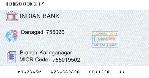Indian Bank KalinganagarBranch 