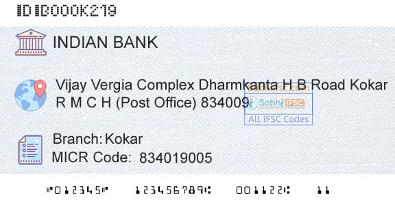 Indian Bank KokarBranch 