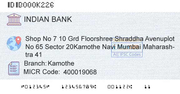 Indian Bank KamotheBranch 