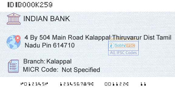 Indian Bank KalappalBranch 