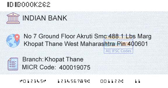 Indian Bank Khopat ThaneBranch 