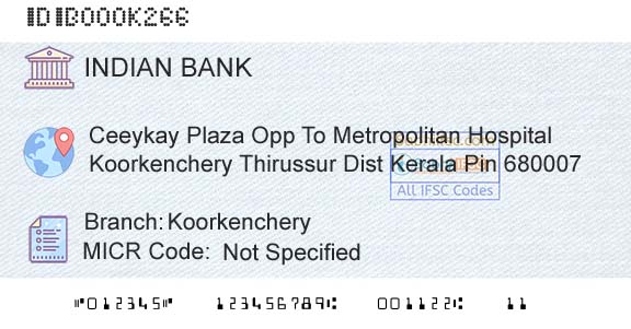 Indian Bank KoorkencheryBranch 