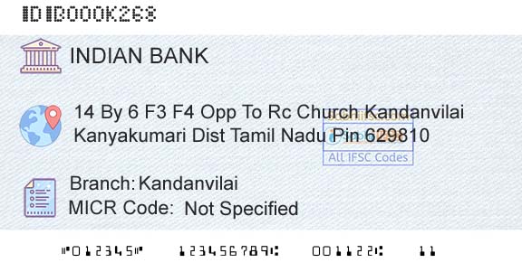 Indian Bank KandanvilaiBranch 