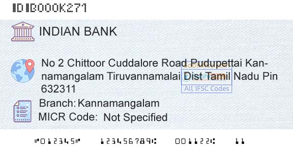 Indian Bank KannamangalamBranch 