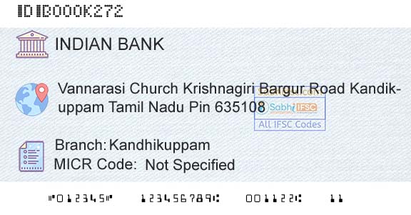 Indian Bank KandhikuppamBranch 