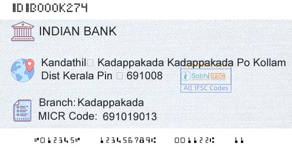 Indian Bank KadappakadaBranch 