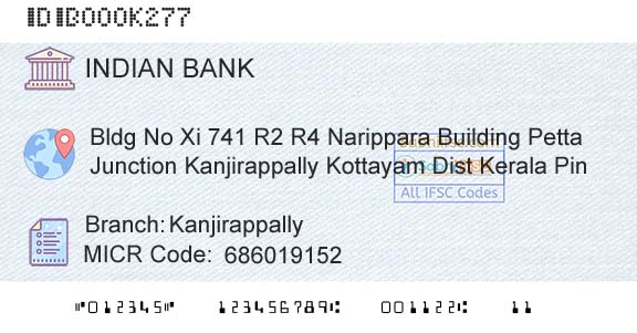 Indian Bank KanjirappallyBranch 