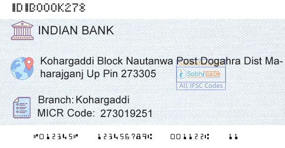 Indian Bank KohargaddiBranch 
