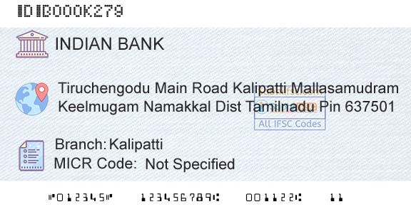 Indian Bank KalipattiBranch 