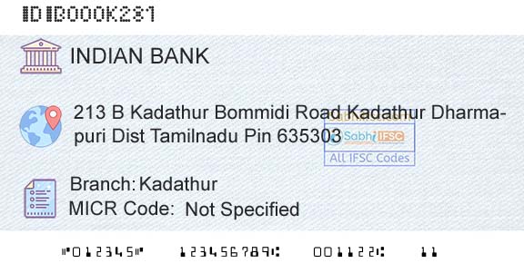 Indian Bank KadathurBranch 