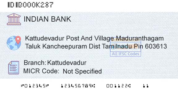 Indian Bank KattudevadurBranch 