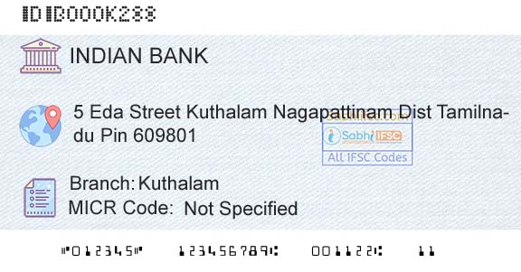 Indian Bank KuthalamBranch 