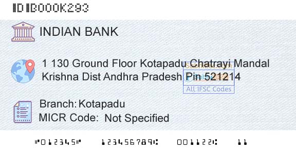 Indian Bank KotapaduBranch 