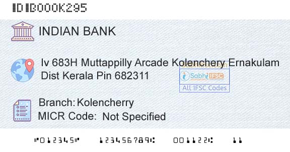 Indian Bank KolencherryBranch 