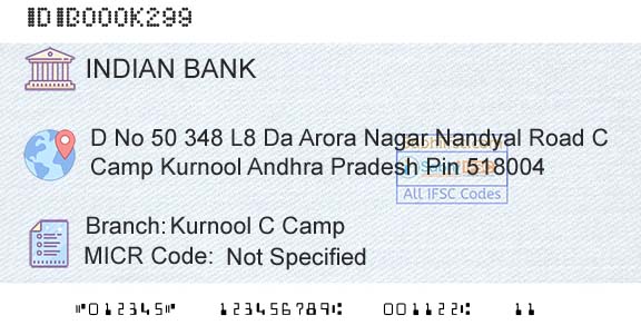 Indian Bank Kurnool C CampBranch 