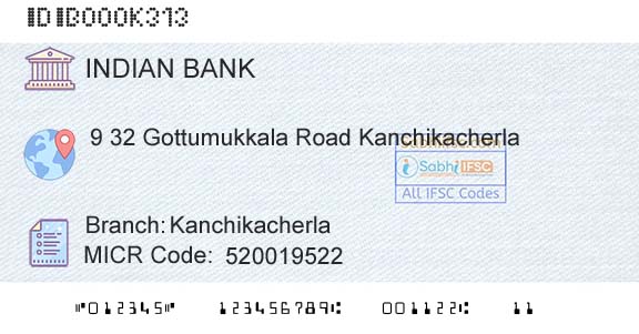 Indian Bank KanchikacherlaBranch 