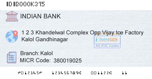 Indian Bank KalolBranch 
