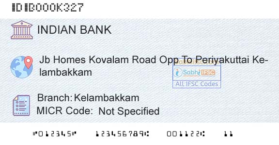 Indian Bank KelambakkamBranch 