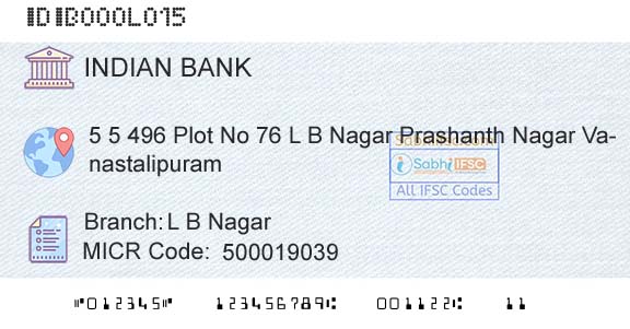 Indian Bank L B NagarBranch 