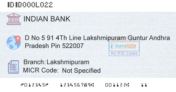 Indian Bank LakshmipuramBranch 