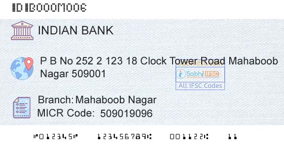 Indian Bank Mahaboob NagarBranch 