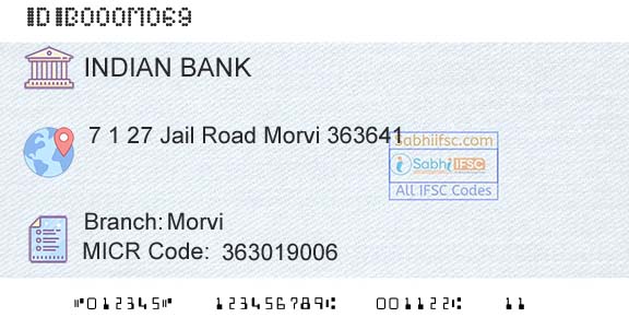 Indian Bank MorviBranch 