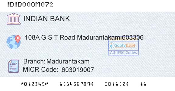 Indian Bank MadurantakamBranch 