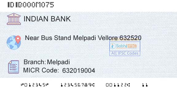 Indian Bank MelpadiBranch 