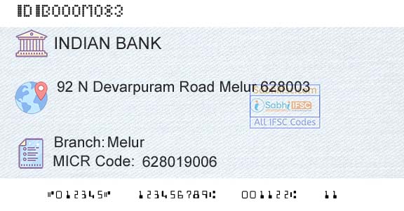 Indian Bank MelurBranch 