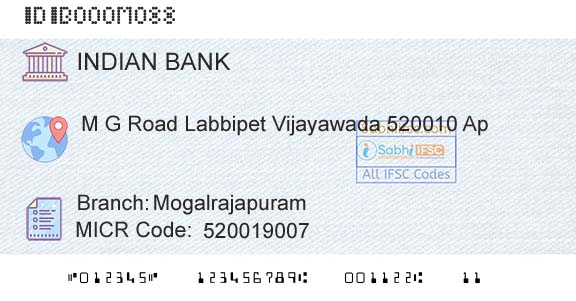Indian Bank MogalrajapuramBranch 