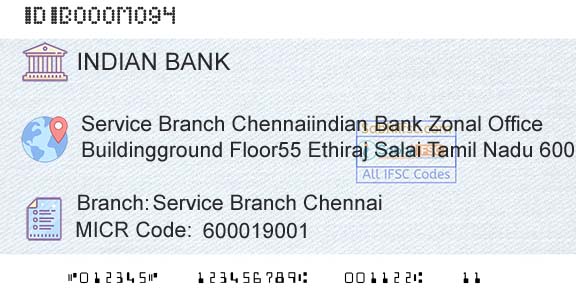 Indian Bank Service Branch ChennaiBranch 