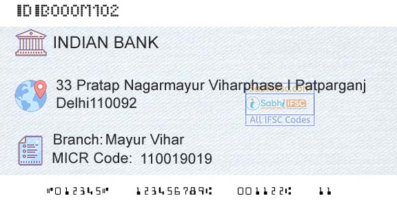 Indian Bank Mayur ViharBranch 
