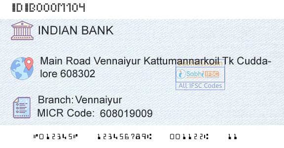Indian Bank VennaiyurBranch 