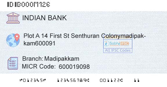 Indian Bank MadipakkamBranch 