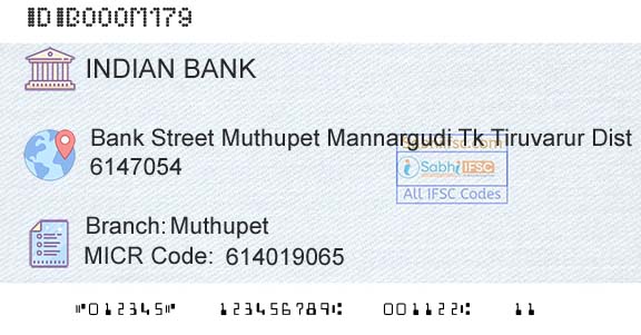 Indian Bank MuthupetBranch 