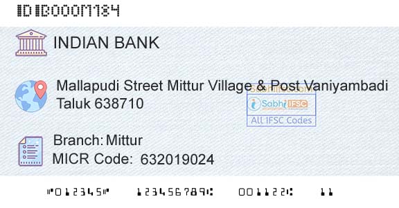 Indian Bank MitturBranch 