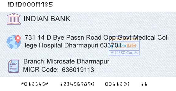 Indian Bank Microsate DharmapuriBranch 