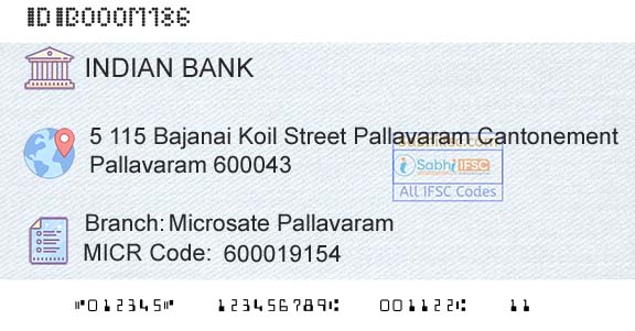 Indian Bank Microsate PallavaramBranch 