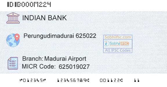Indian Bank Madurai AirportBranch 