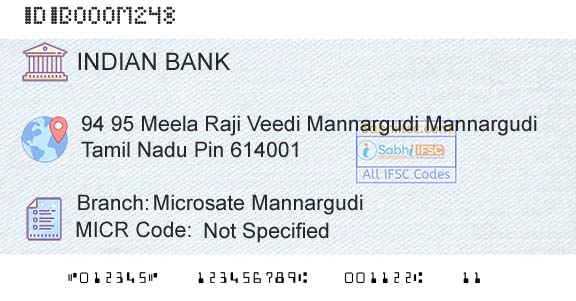 Indian Bank Microsate MannargudiBranch 