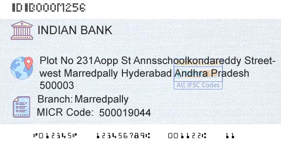 Indian Bank MarredpallyBranch 