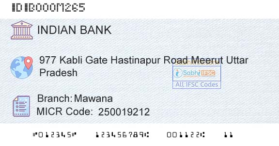 Indian Bank MawanaBranch 