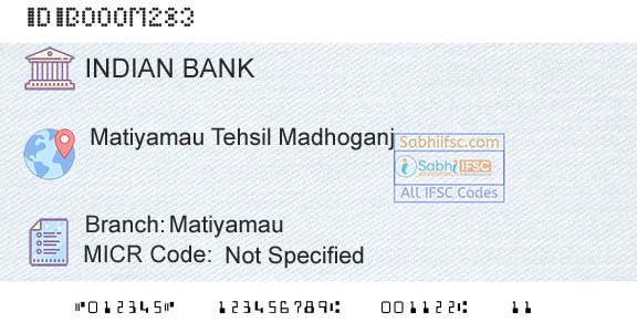 Indian Bank MatiyamauBranch 
