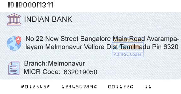 Indian Bank MelmonavurBranch 