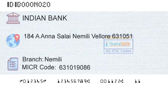 Indian Bank NemiliBranch 